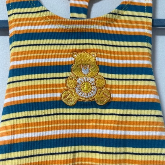 Care Bears Cropped Striped Racerback Tank Top Women's Size Large Sunshine Bear - Picture 4 of 12